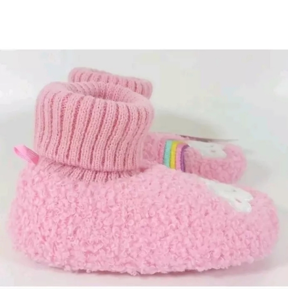 New Wonder Nation Baby Girls Rainbow Bootie Slippers, Sizes 5 - Picture 3 of 6